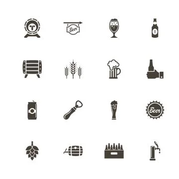 Beer - Flat Vector Icons Stock Illustration
