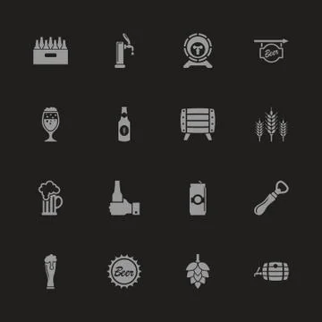 Beer - Flat Vector Icons Stock Illustration