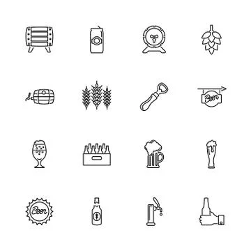Beer - Flat Vector Icons Stock Illustration