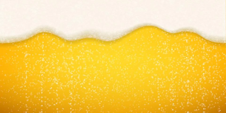 Beer foam bubbles background. Vector seamless realistic craft beer flowing fo Illustrazione stock