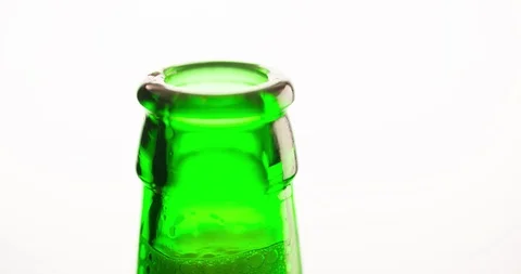 Beer foam foaming from Bottleneck Slow motion closeup 4K Stock Footage 103640035