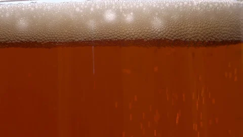 Beer with foam visible from the side through the glass Stock Footage 118614399