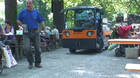 Beer Garden Glasses Van Stock Footage 1062453