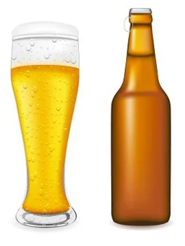 Beer in glass and bottle vector illustration Stock Illustration