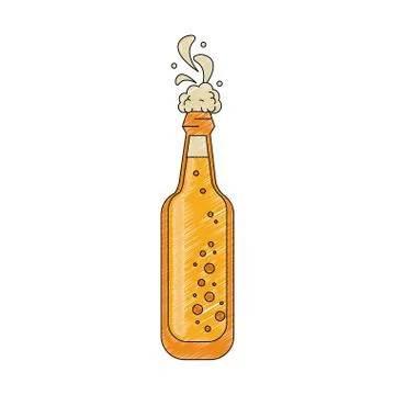Beer glass bottle scribble Stock Illustration