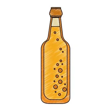 Beer glass bottle scribble Stock Illustration