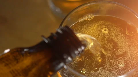 Beer glass with bubbles, top view Stock Footage 62477946