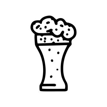 Beer glass line vector doodle simple icon Stock Illustration