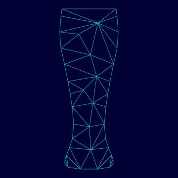 Beer glass low poly triangulation triangulated polygonal electric cyan blue v Stock Illustration