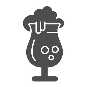 Beer glass solid icon, beverage concept, beer mug sign on white background, Beer 스톡 일러스트
