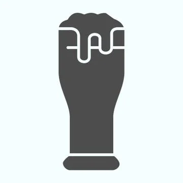 Beer glass solid icon. Glass with beer and foam vector illustration isolated on 스톡 일러스트