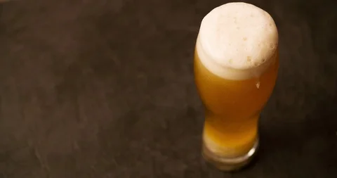 Beer Glass static Top view  4K video Stock Footage 103641861