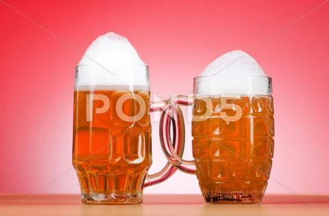 Beer glass on the table Stock Photos