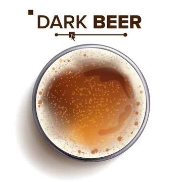 Beer Glass Top View Vector. Drink In A Glass. Alcohol Drink Realistic Isolated Stock Illustration