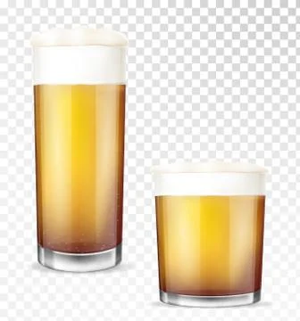 Beer glasses. Empty and full transparent cup. Stock-Illustration