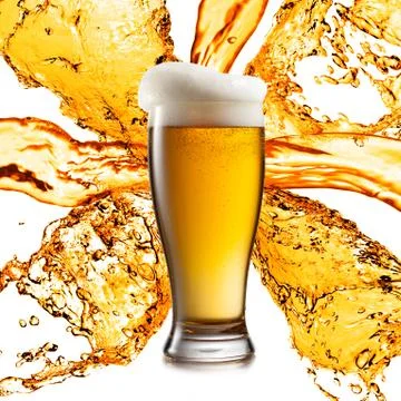 Beer in glasses isolated on white background Stock Illustration