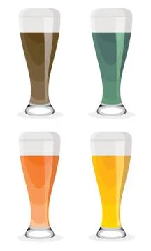 Beer glasses set, vector illustration Stock Illustration