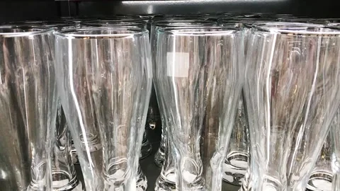 Beer glasses on the shelf Video stock 259635623