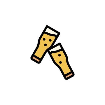 Beer goblets, cheers icon. Simple color with outline vector elements of Stock Illustration