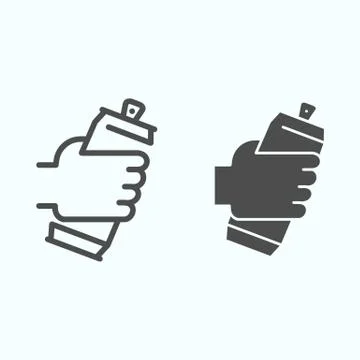 Beer in a hand line and solid icon. Arm with beer vector illustration isolated Stock Illustration