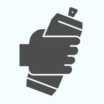Beer in a hand solid icon. Arm with beer vector illustration isolated on white Stock Illustration