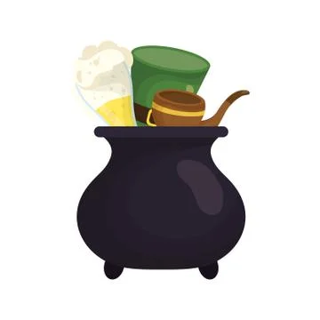 Beer hat and pipe inside saint patricks day pot vector design Stock Illustration