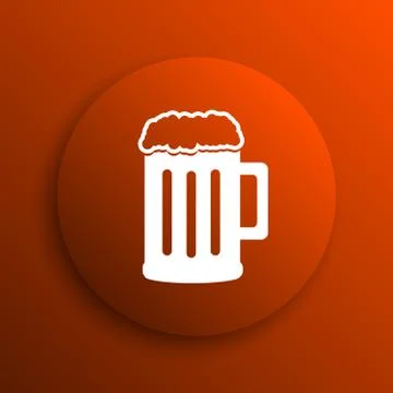Beer icon. Internet button on orange background. Stock Illustration