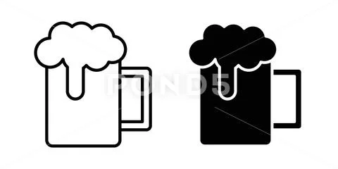 Beer icon linear versions pack on white background Stockillustratie
