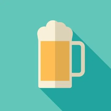 Beer icon, modern flat design with long shadow. Alcohol beverage drink symbol in Stock Illustration