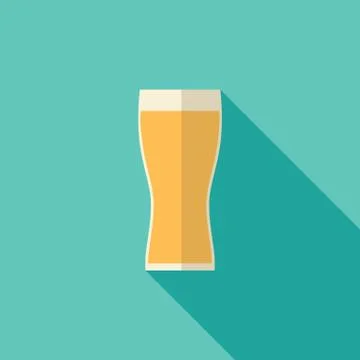 Beer icon, modern flat design with long shadow. Alcohol beverage drink symbol in Stock Illustration