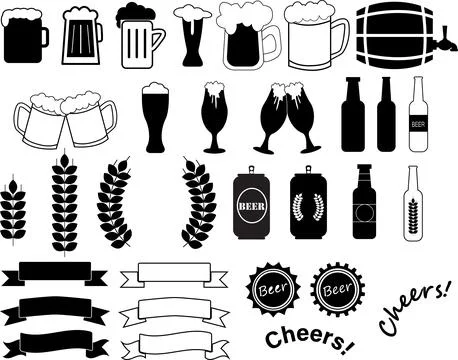 Beer icon set on white background. Beer sign. bottle, glass logo. flat style. Stock Illustration