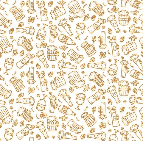 Beer icons seamless vector pattern Stock Illustration