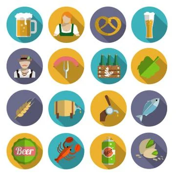 Beer Icons Set Flat Stock Illustration