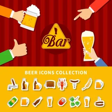 Beer Icons Set Illustrazione stock