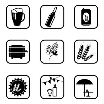 Beer icons on white background. 스톡 일러스트
