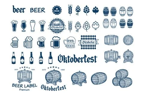 Beer Label and Logos vector drink icon Stock Illustration