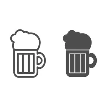 Beer line and solid icon. Beer mug illustration isolated on white. Alcohol pint 스톡 일러스트