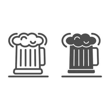 Beer line and solid icon, beverage concept, Mug of beer sign on white background Stockillustratie