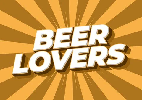 Beer lovers text on orange retro sunburst background Stock Illustration