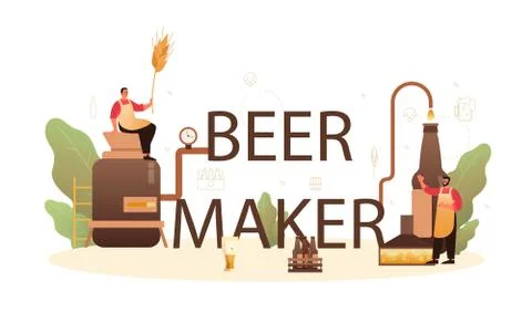 Beer maker typographic header. Craft beer production, brewing process Stock Illustration