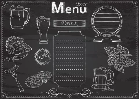Beer menu chalk Stock Illustration