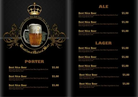 Beer menu Stock Illustration