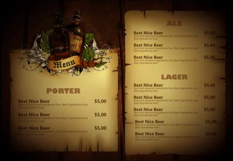 Beer menu Stock Illustration