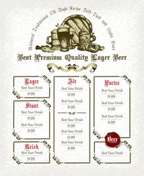 Beer menu Stock Illustration