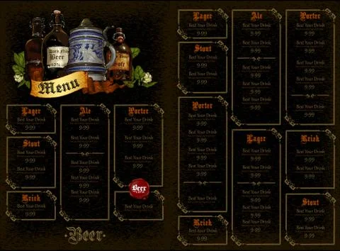 Beer menu Ilustração Stock