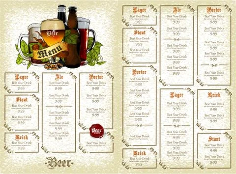 Beer menu Stock Illustration