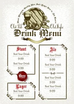 Beer menu Illustrazione stock