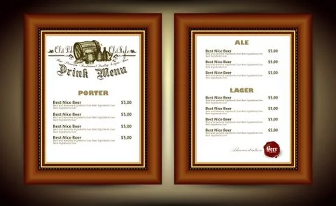 Beer menu Illustrazione stock