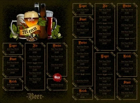 Beer menu Stock Illustration