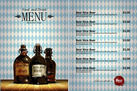 Beer menu Illustrazione stock